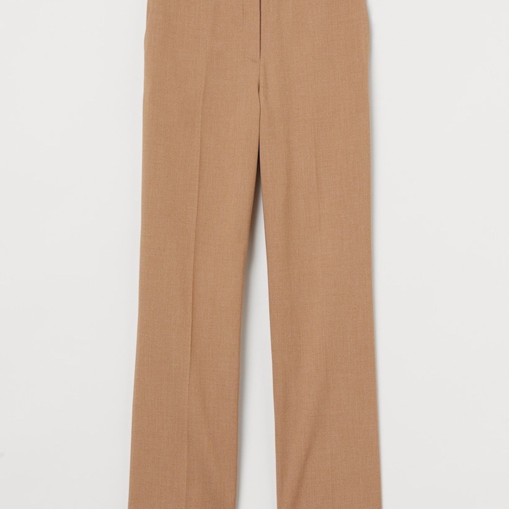 H&M Tan Straight Leg Pants Modern Tailored Design